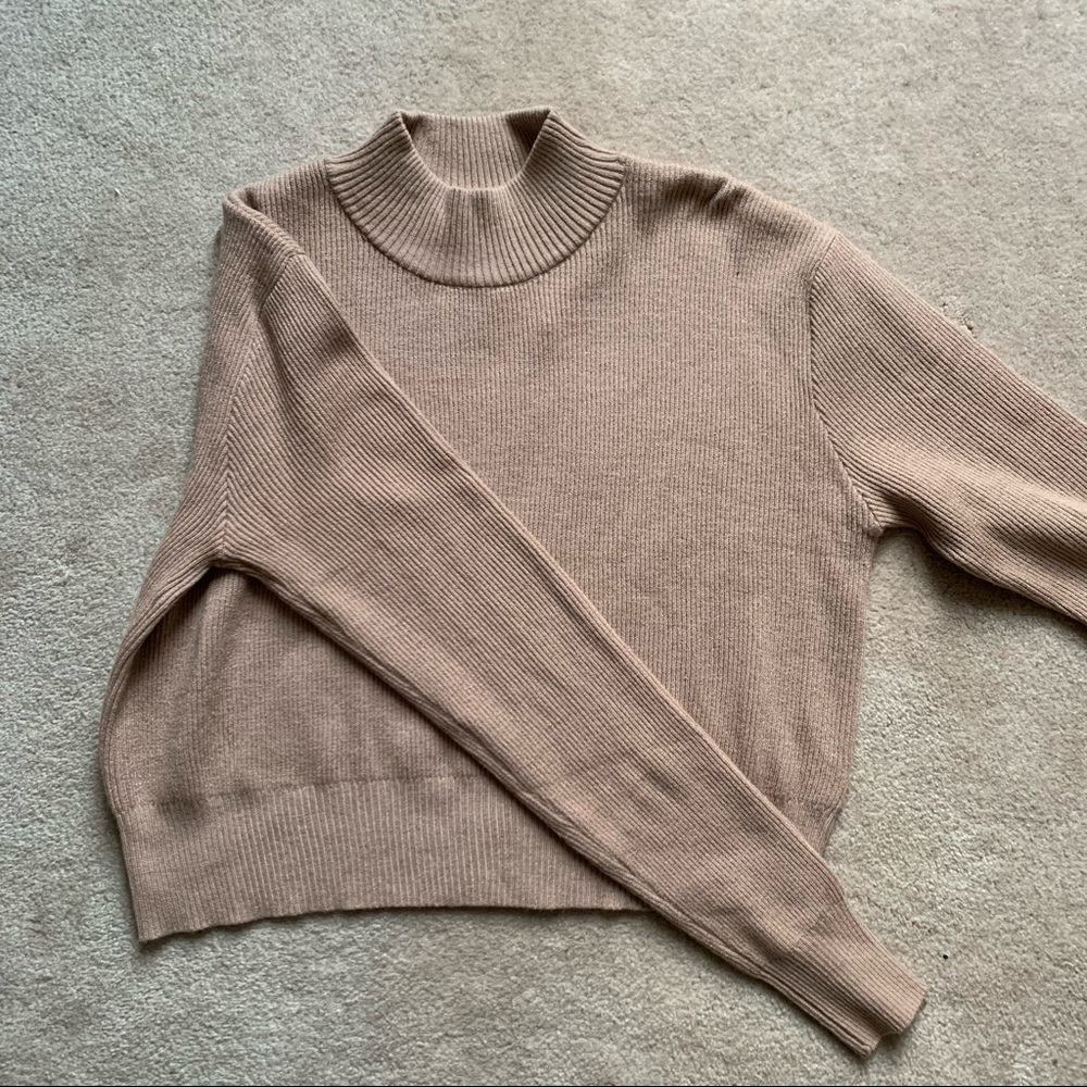 pacsun la hearts taupe brown mock neck ribbed sweater long sleeve top size small